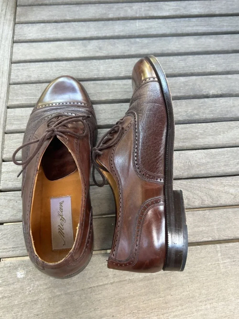 Mezlan Men's Florence Brown Leather Cap  Toe Dress Shoes Size 8 W